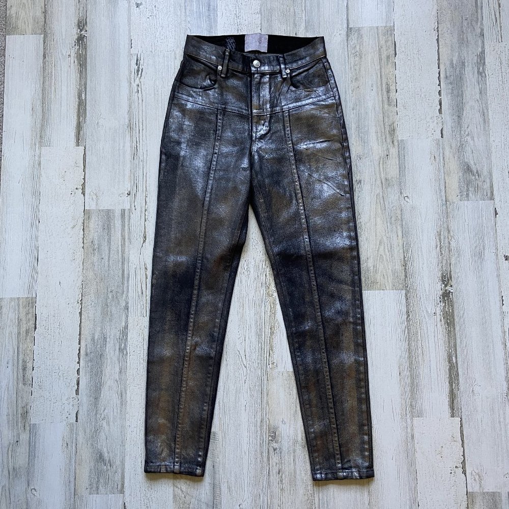 REVICE Denim Size 26 Metallic Silver Coated Skinny Jeans